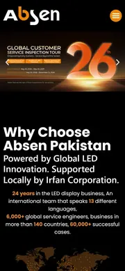 Absen Pakistan website, mobile view