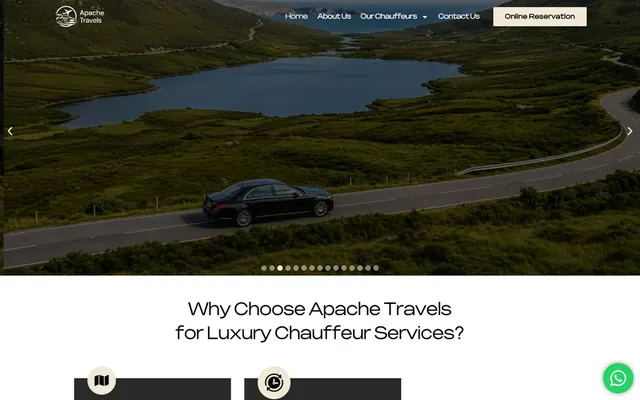 Apache Travels website, desktop view