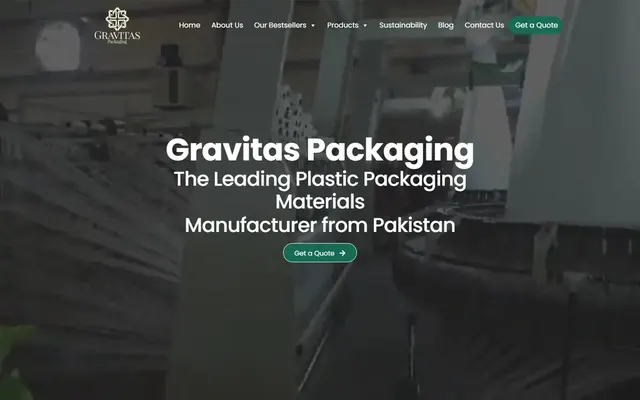 Gravitas Packaging website, desktop view