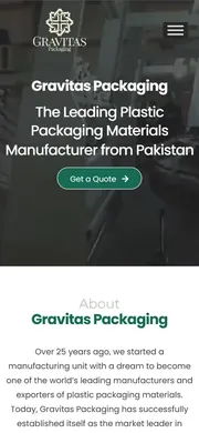 Gravitas Packaging website, mobile view