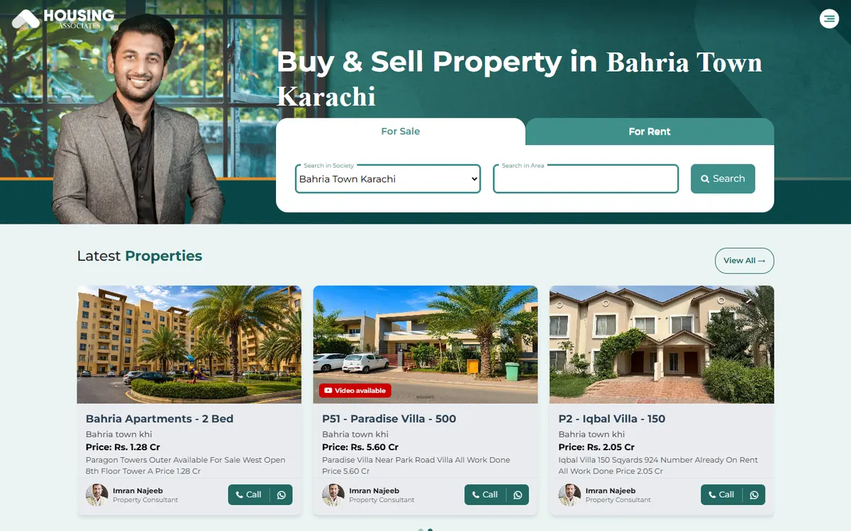 Housing Associates website, desktop view