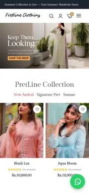Pretline website, mobile view