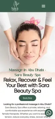 Sara Beauty Spa website, mobile view