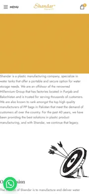 Shandar website, mobile view