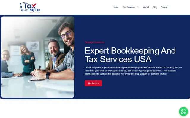 TaxTallyPro website, desktop view