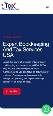 TaxTallyPro website, mobile view