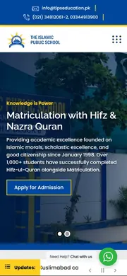 The Islamic Public School website, mobile view